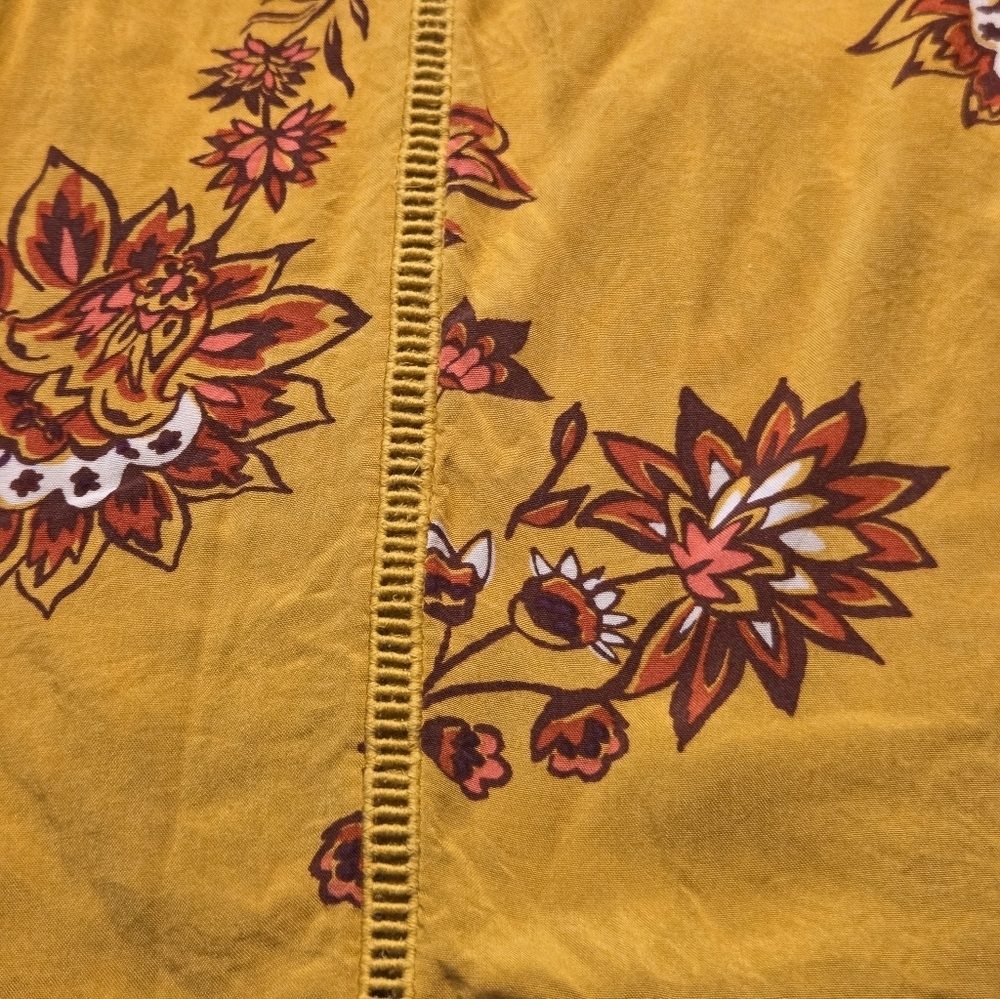 Old Navy Women's Floral Peasant Top Blouse Boho Yellow Floral Flowy Size Medium - Picture 4 of 10